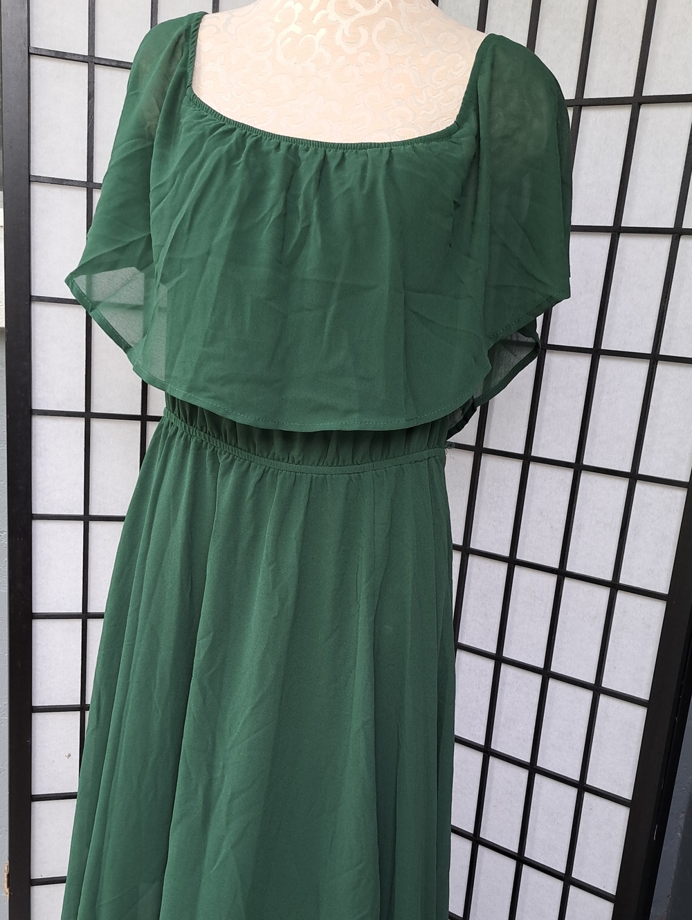 Baltic Born Forest Green Chiffon Maxi Dress